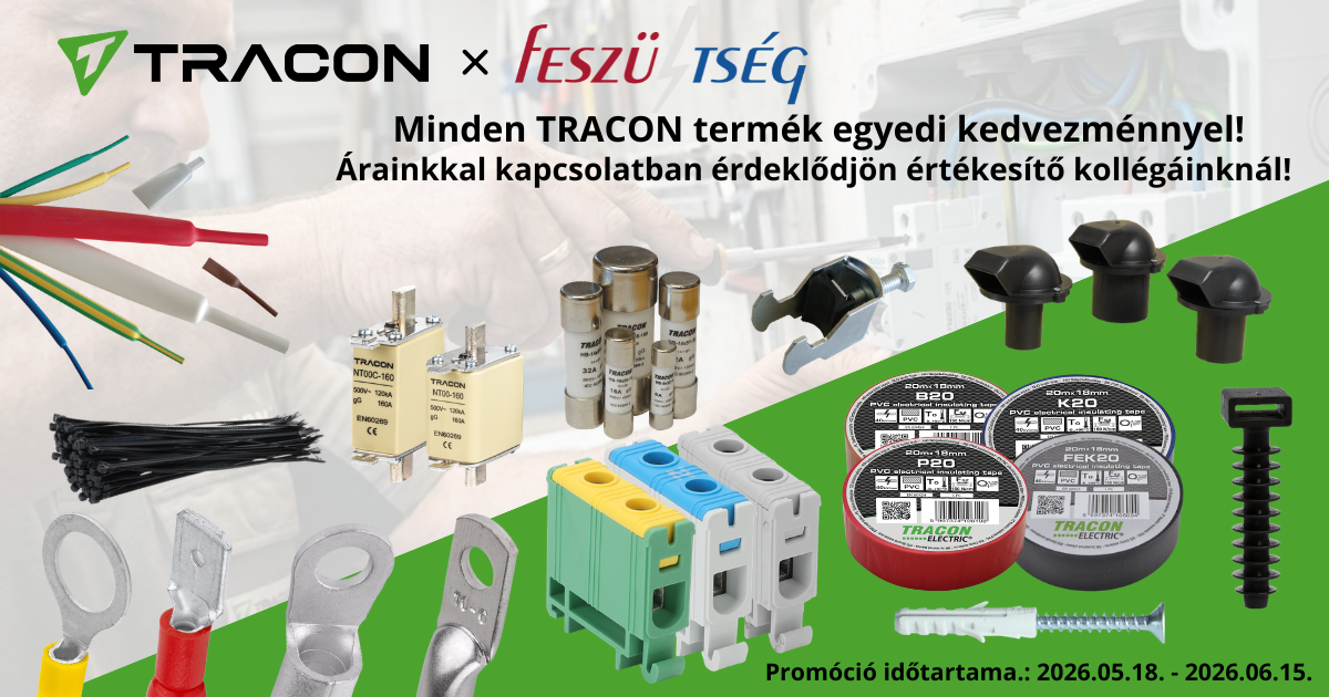 Minden TRACON termék egyedi kedvezménnyel a Feszültség Kft.-nél!