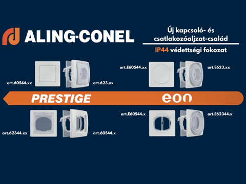 Aling-Conel új kapcsoló-és csatlakozóaljzat-család IP44