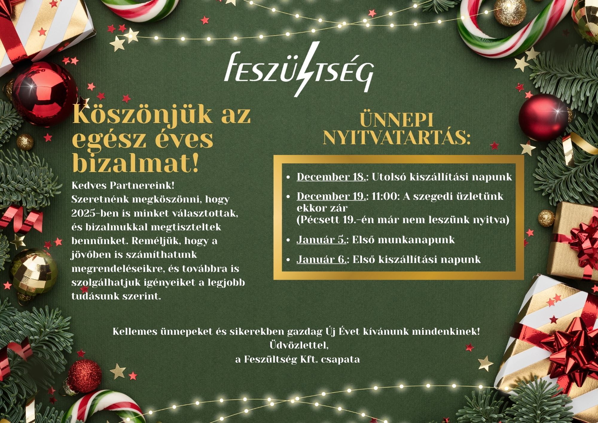 Ünnepi nyitvatartás 2025