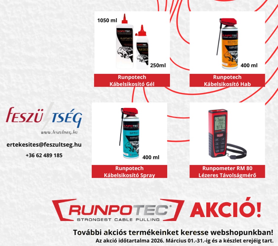 RUNPOTEC kábelsíkosító és mérőeszköz akció 2026 március
